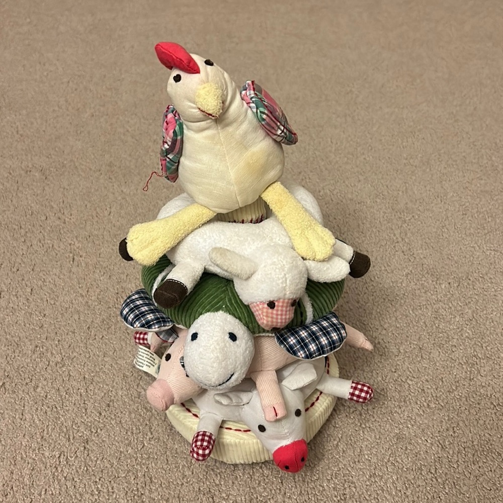 Pottery Barn Kids stacking baby animal plush toys